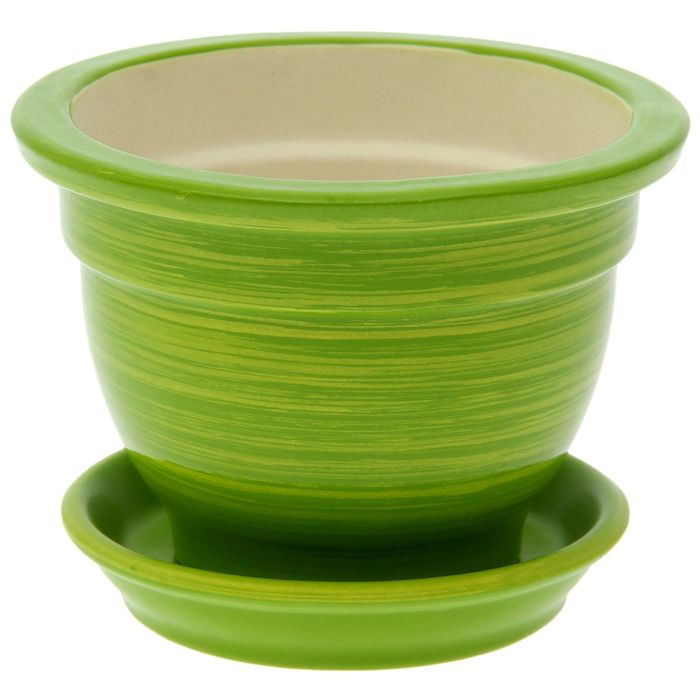 Кашпо "Фиалочница" глянец, салатово-золотое, 0,5 л