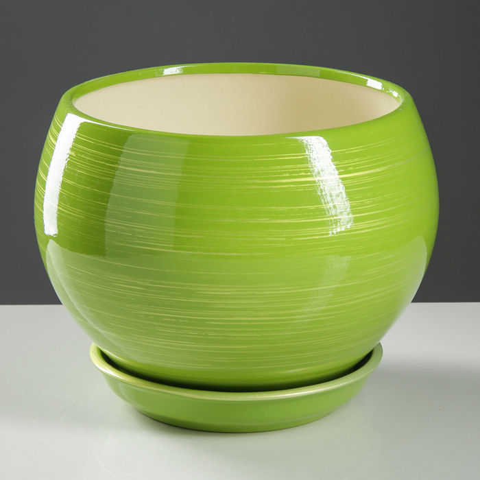 Кашпо "Шар" глянец, салатово-золотое 4,1 л