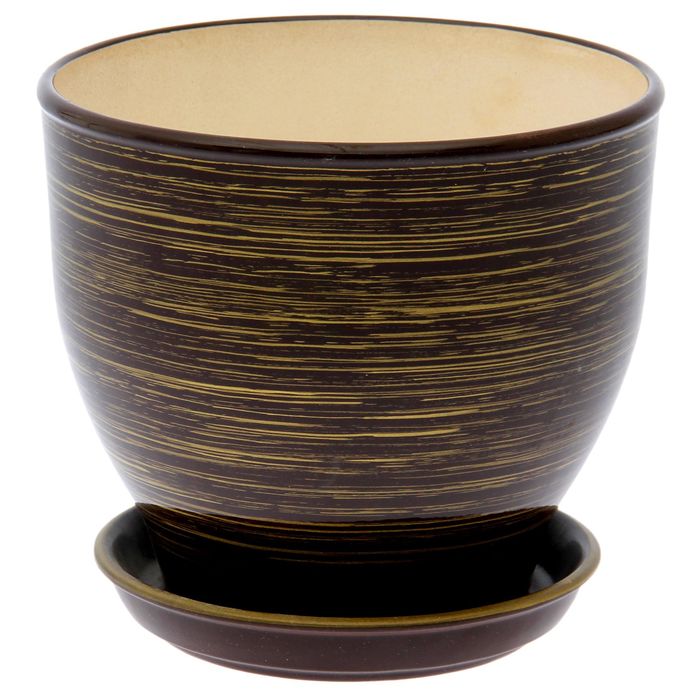 Кашпо "Виктор" глянец, шоколадно-золотой, 4 л