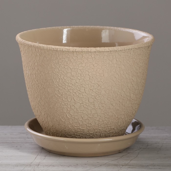 Кашпо "Кедр" шёлк, капучино, 2,2 л