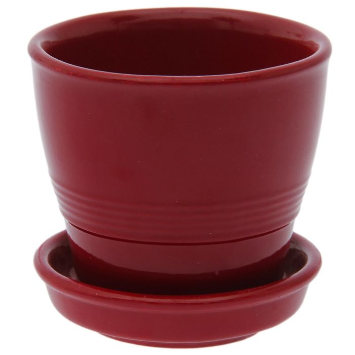 Кашпо "Ведро" глянец, бордовое, 0,25 л