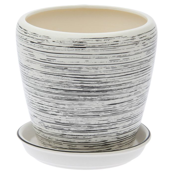 Кашпо "Грация" глянец, бело-чёрный, 4,5 л