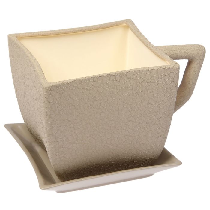 Кашпо-чашка "Квадрат" шёлк капучино, 2,5 л