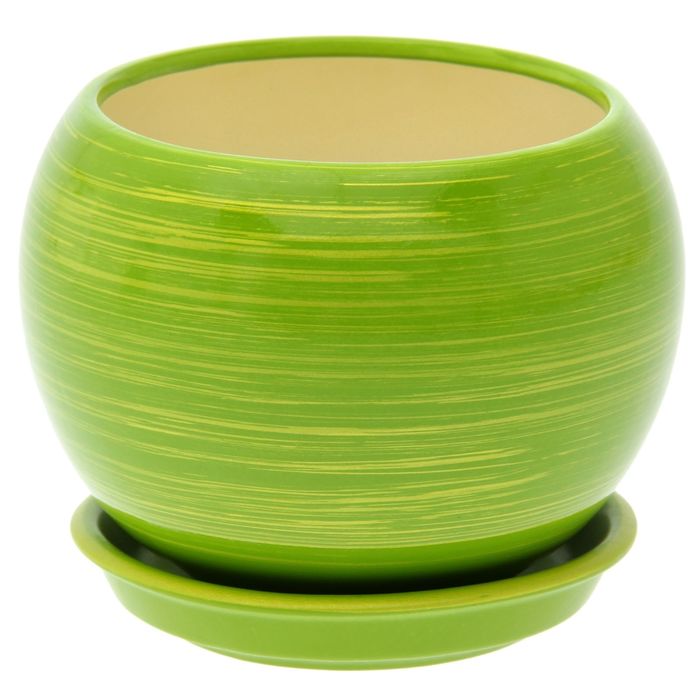 Кашпо "Шар" глянец, салатово-золотое 0,4 л