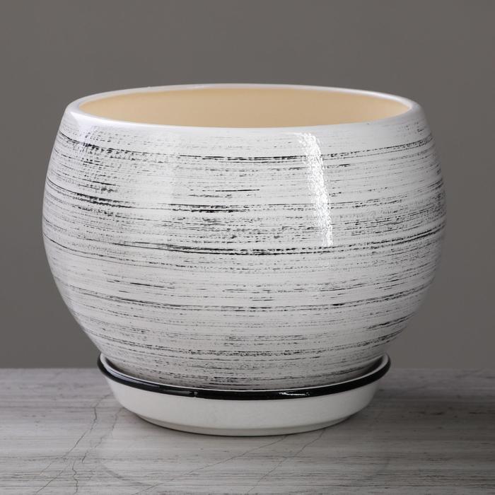 Кашпо "Шар" глянец, чёрно-белое, 4,1 л