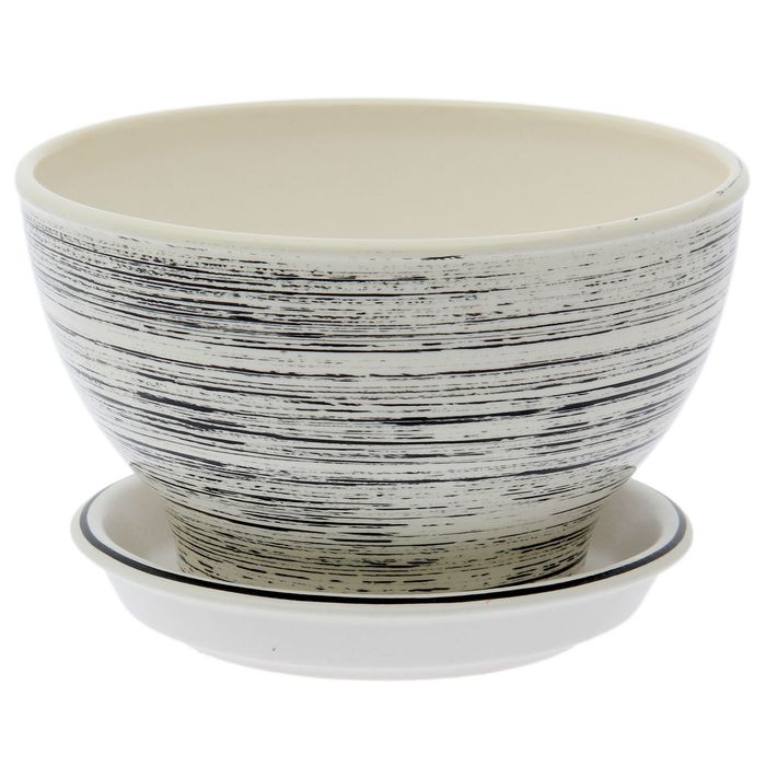 Кашпо "Бонсайница" глянец, бело-чёрное, 1 л