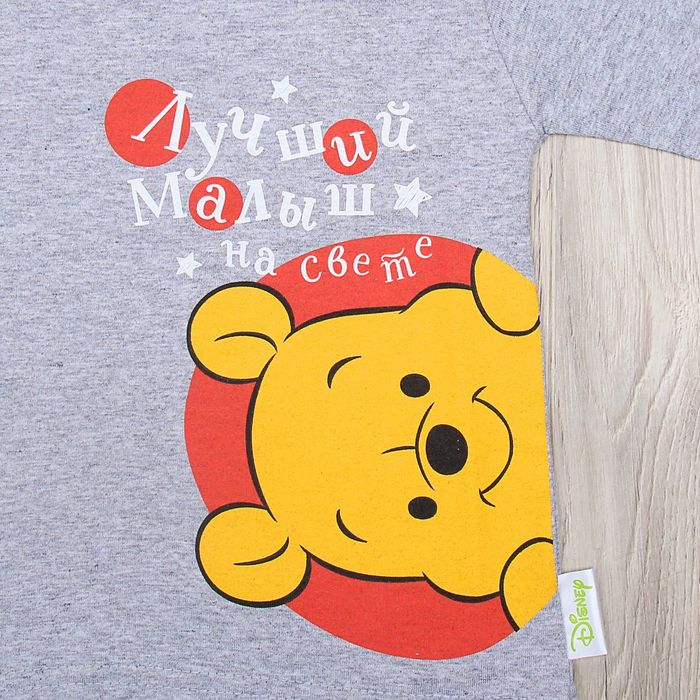 Футболка с длинным рукавом детская "Лучший малыш на свете", Медвежонок Винни, рост 98-104 (60) см, 3 года, 100% хлопок