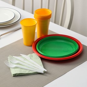 Набор одноразовой посуды «Светофор», 3 персоны, цвет МИКС Ош