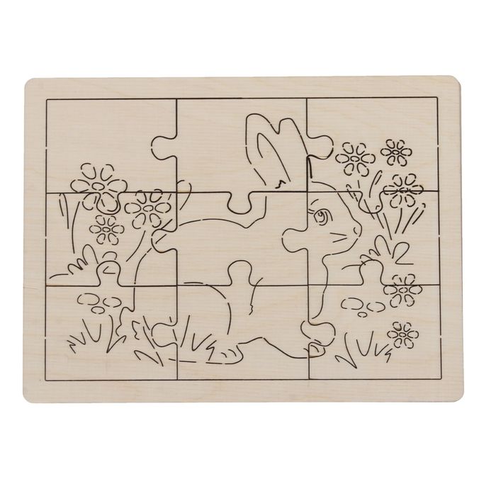 Рамка с пазлами "Зайчик", 19х15 см