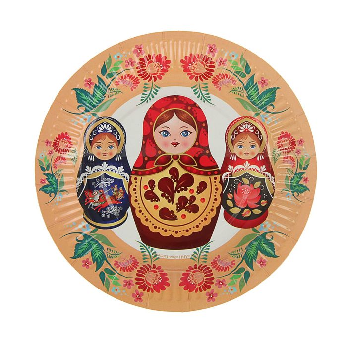Тарелка с ламинацией "Матрешка" 18 см