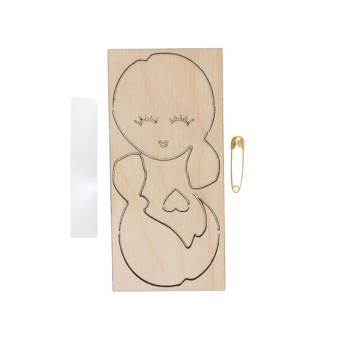 Заготовка для броши с сердечком "Девочка", 4,5х9,5 см