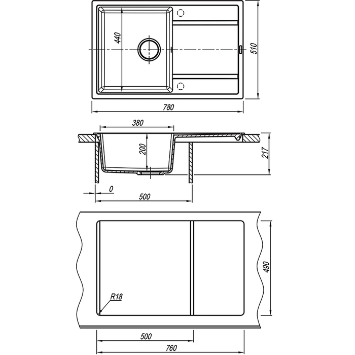Мойка кухонная Florentina "Лотос-780" Л 780 FG, 780х510 мм, цвет коричневый