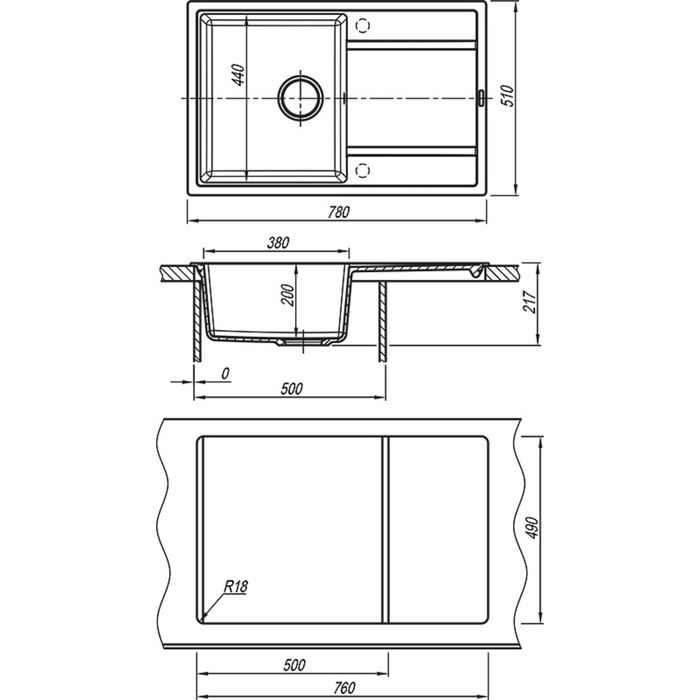 Мойка кухонная Florentina "Лотос-780" Л 780 FS, 780х510 мм, цвет мокко