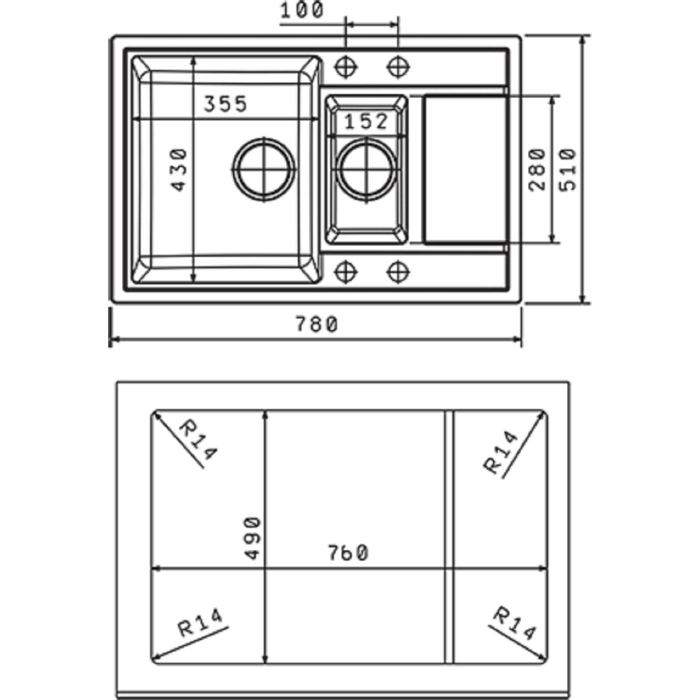 Мойка кухонная Florentina "Липси-780К" Л 780К FG, 780х510 мм, цвет коричневый
