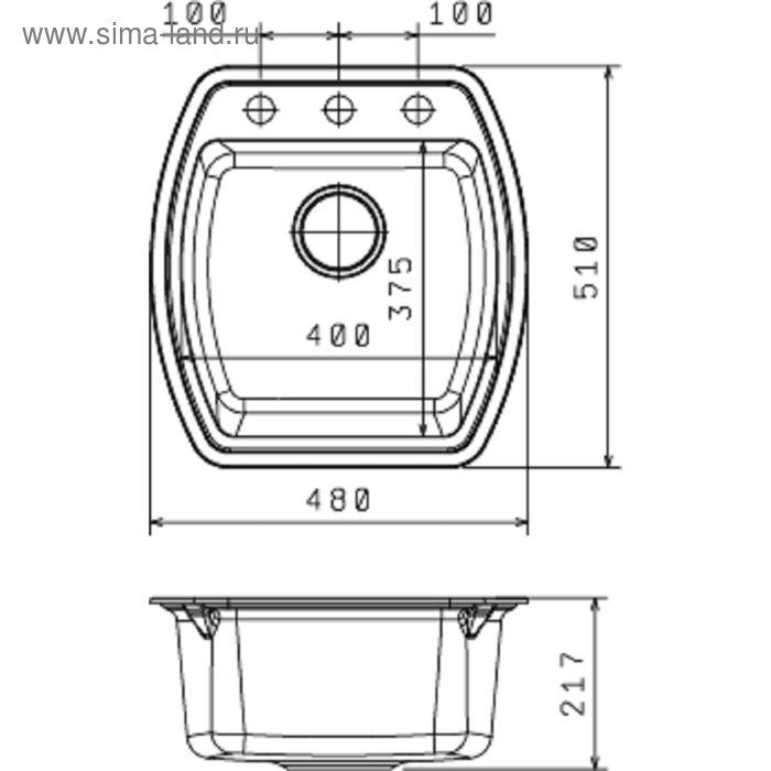 

Мойка кухонная из камня Florentina «Нире-480», 480х510мм, цвет антрацит