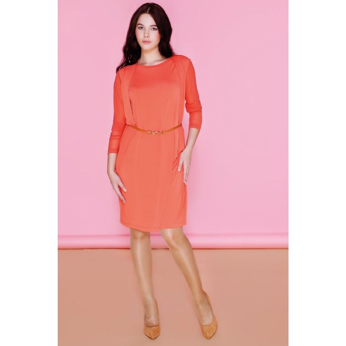 Платье женское DR6021 С+, цвет оранжевый, размер  XXXXL(56)