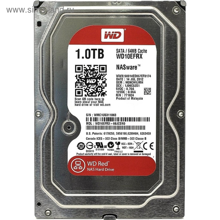 фото Жесткий диск wd original sata-iii 1tb wd10efrx red