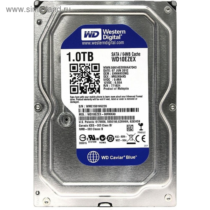 фото Жесткий диск wd original sata-iii 1tb wd10ezex caviar blue