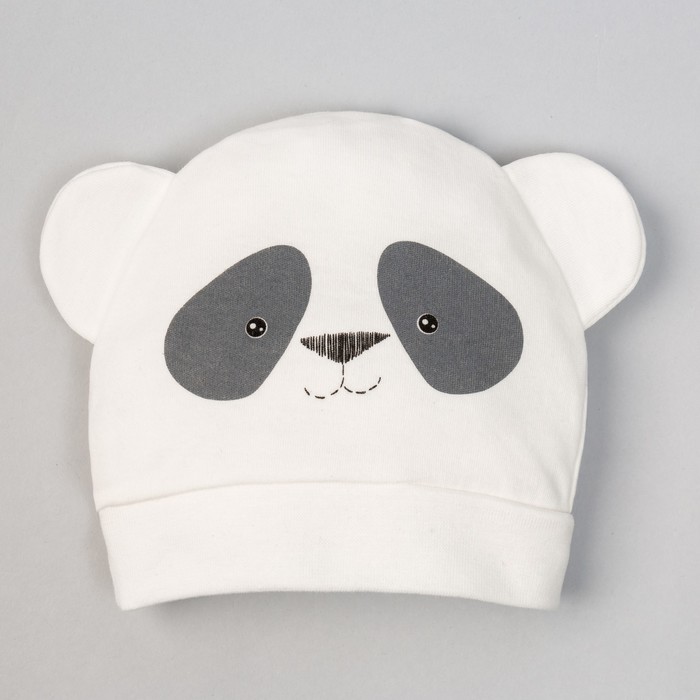 Шапочка с ушками "Панда", размер 40, 1-3 мес.