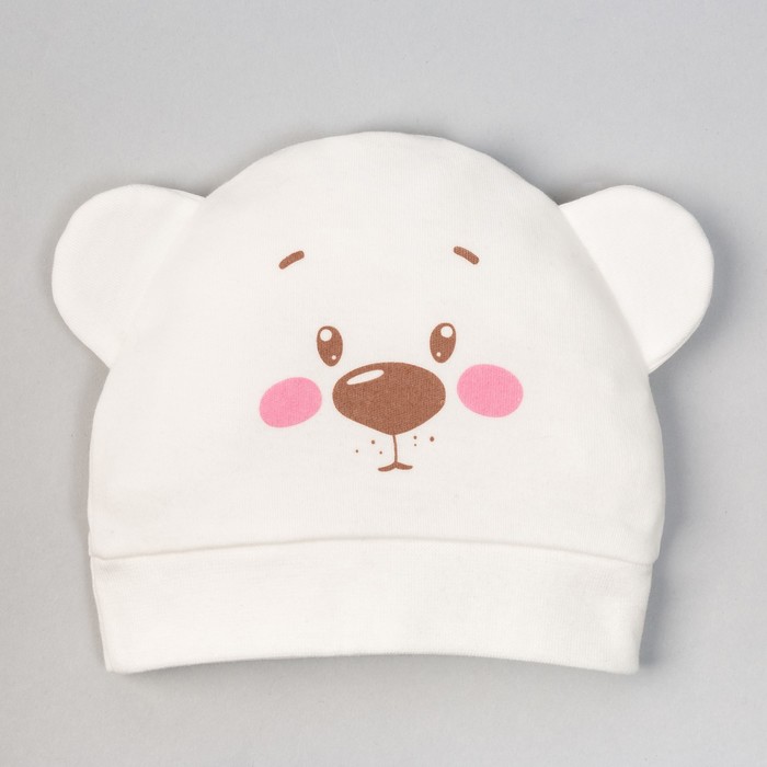 Шапочка с ушками "Мишка", размер 40, 1-3 мес.