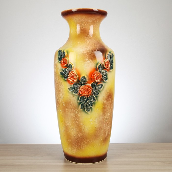 Ваза напольная "Боня" лепка, цветная, глазурь