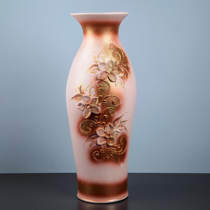 Ваза "Юлия" глазурь, лепка, цветы, золото, микс