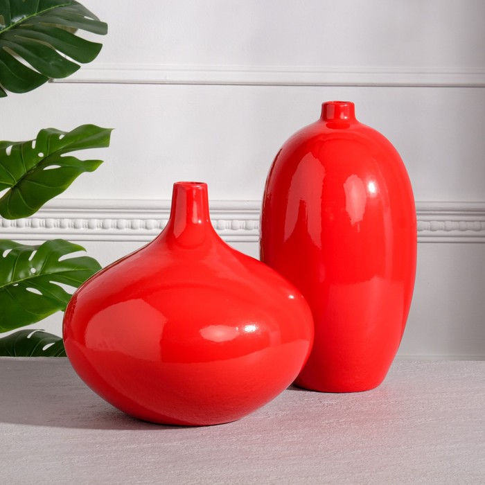 фото Набор ваз керамических "фантазия", цвет красный, 33/25 см керамика ручной работы