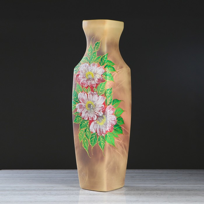 Ваза "Квадра" напольная акрил, цветы, фиолетовая