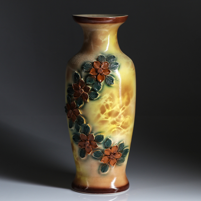 Ваза "Белла" лепка, цветы №1, глазурь