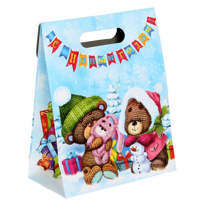 Пакет подарочный «Мишки», 18 × 23 × 10 см