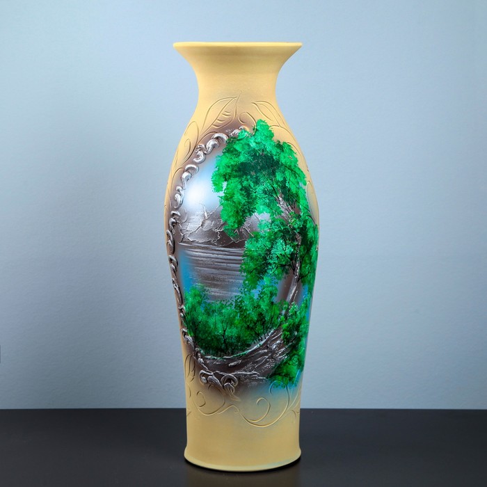 Ваза напольная лепка, природа 3 D, лес