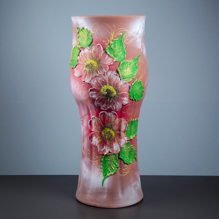 Ваза напольная "Тюльпан" акрил, цветы, мрамор