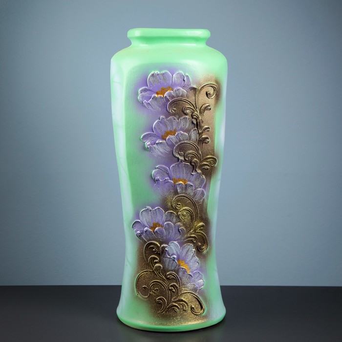 Ваза напольная "Иллюзия" акрилл, цветы, золото