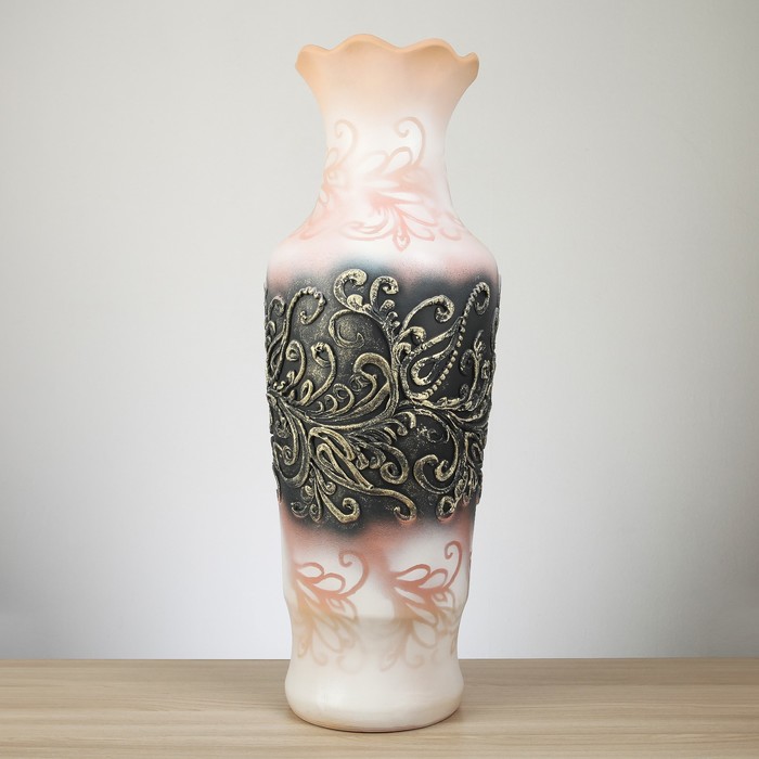 Ваза напольная "Люда" барокко, бело-розовый
