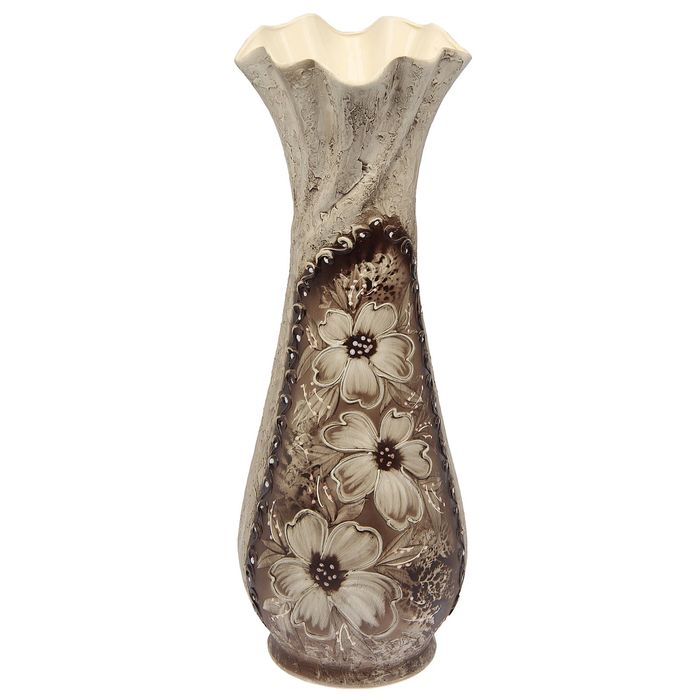 Ваза напольная "Вьюнок" жемчуг, цветы