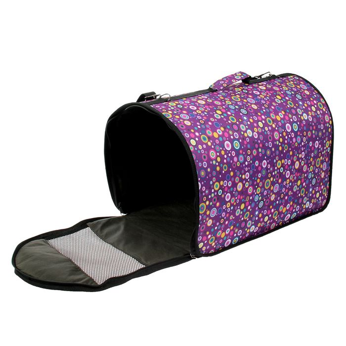 Сумка-перноска раскладная каркасная, 49 х 30 х 35 см, на 13-15 кг, ткань ПВХ, микс