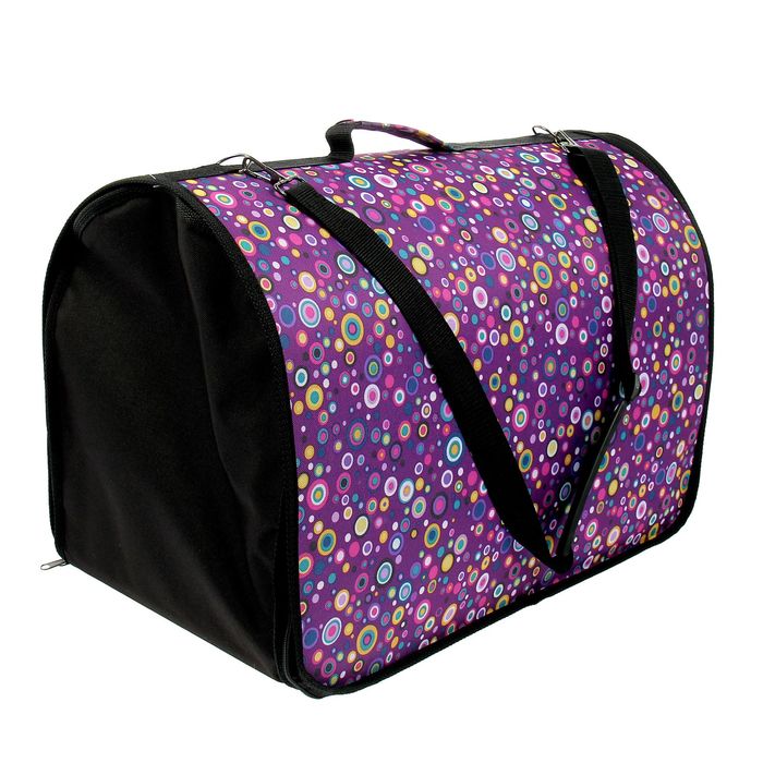 Сумка-перноска раскладная каркасная, 49 х 30 х 35 см, на 13-15 кг, ткань ПВХ, микс