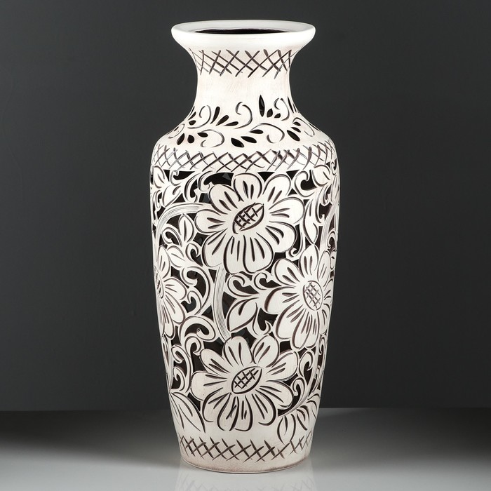 Ваза напольная "Боня" резка, бежевый