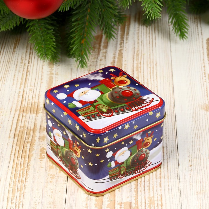 Шкатулка новогодняя "Паровозик с Дедом Морозом и оленем"