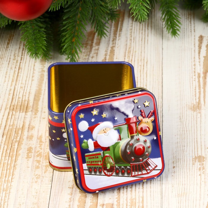 Шкатулка новогодняя "Паровозик с Дедом Морозом и оленем"
