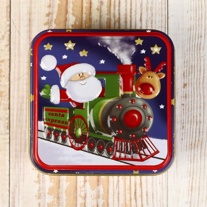 Шкатулка новогодняя "Паровозик с Дедом Морозом и оленем"