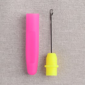 Игла для поднятия петель, с колпачком, 14 см, цвет розовый/жёлтый от Сима-ленд