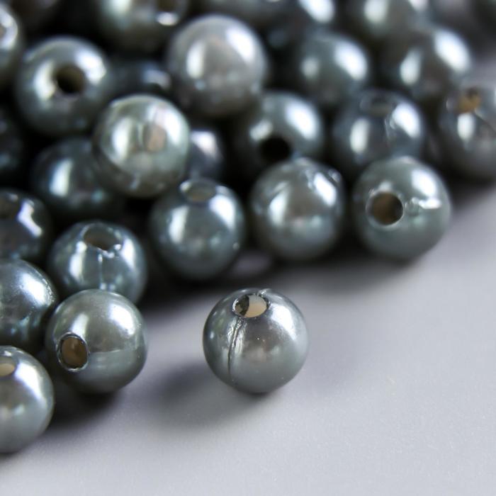 Набор бусин для творчества "Жемчуг тёмное серебро", d=0.8 см, 20 г