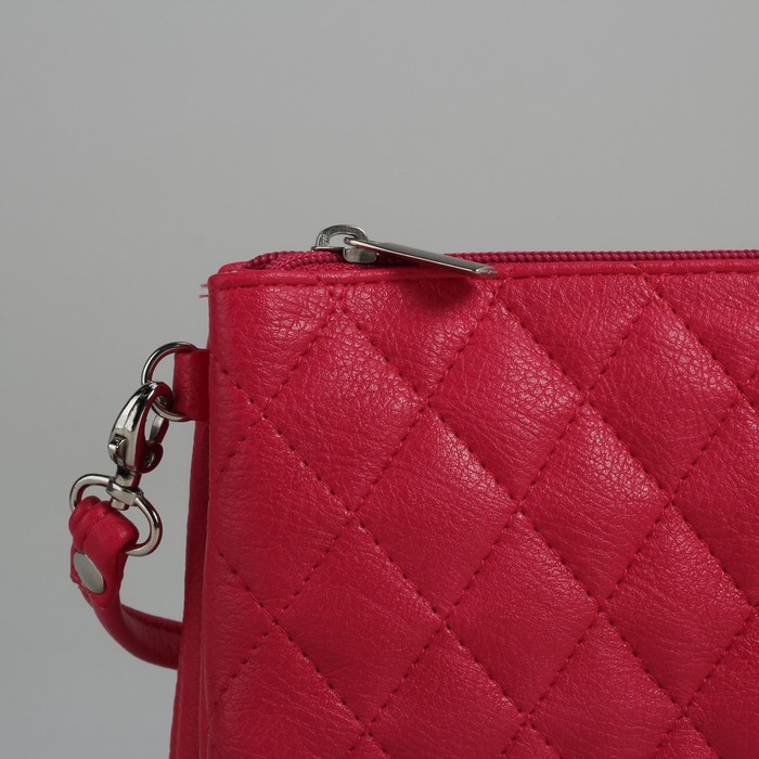Сумка женская на молнии, 1 отдел, 1 наружный карман, длинный ремень, цвет красный