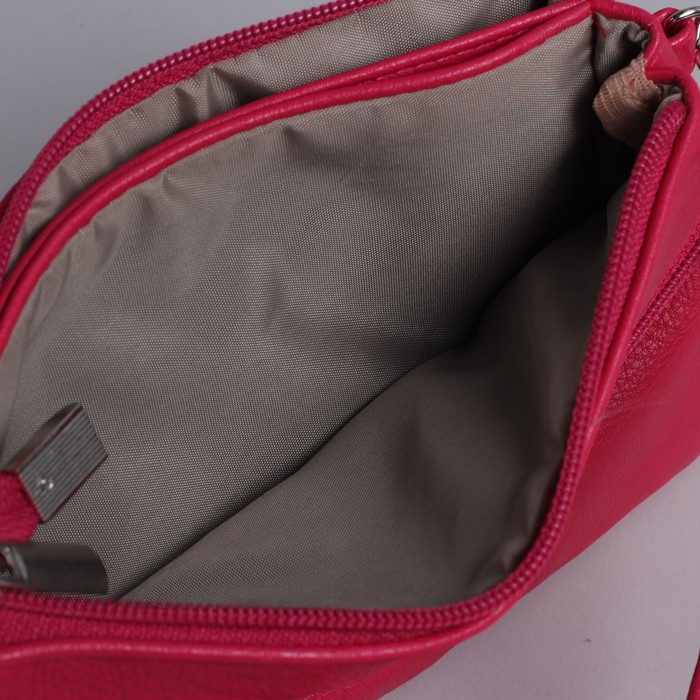 Сумка женская на молнии, 1 отдел, 1 наружный карман, длинный ремень, цвет красный