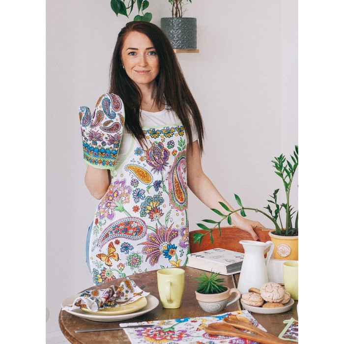 Фартук "Доляна" Пейсли, размер 60 х 70 см, рогожка 162 г/м²