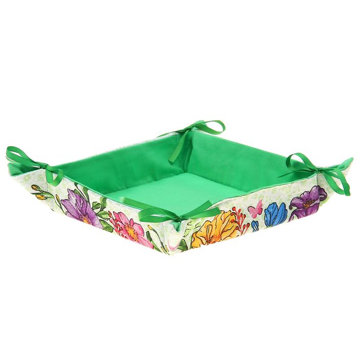 Хлебница "Доляна" Луговые цветы 30*30 см, 100% хлопок, рогожка 162 г/м2