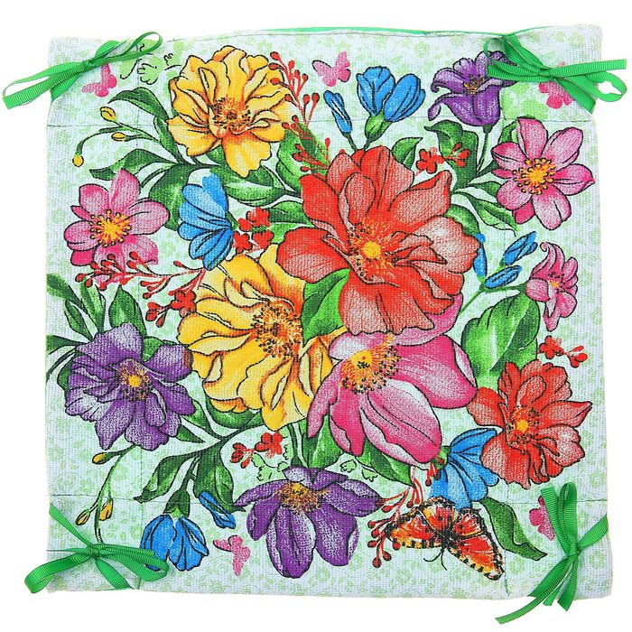 Хлебница "Доляна" Луговые цветы 30*30 см, 100% хлопок, рогожка 162 г/м2