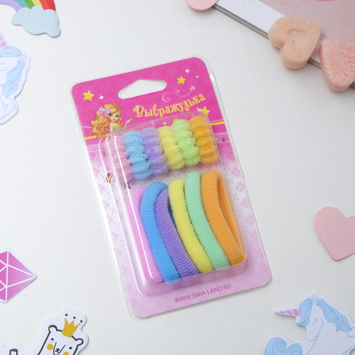 Резинки для волос "Махрушка" (набор 12 шт.), разноцветное ассорти