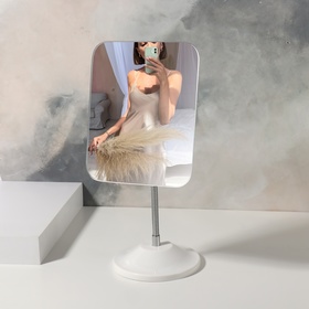 Зеркало настольное, на гибкой ножке, зеркальная поверхность 13,5 × 16,3 см, цвет белый